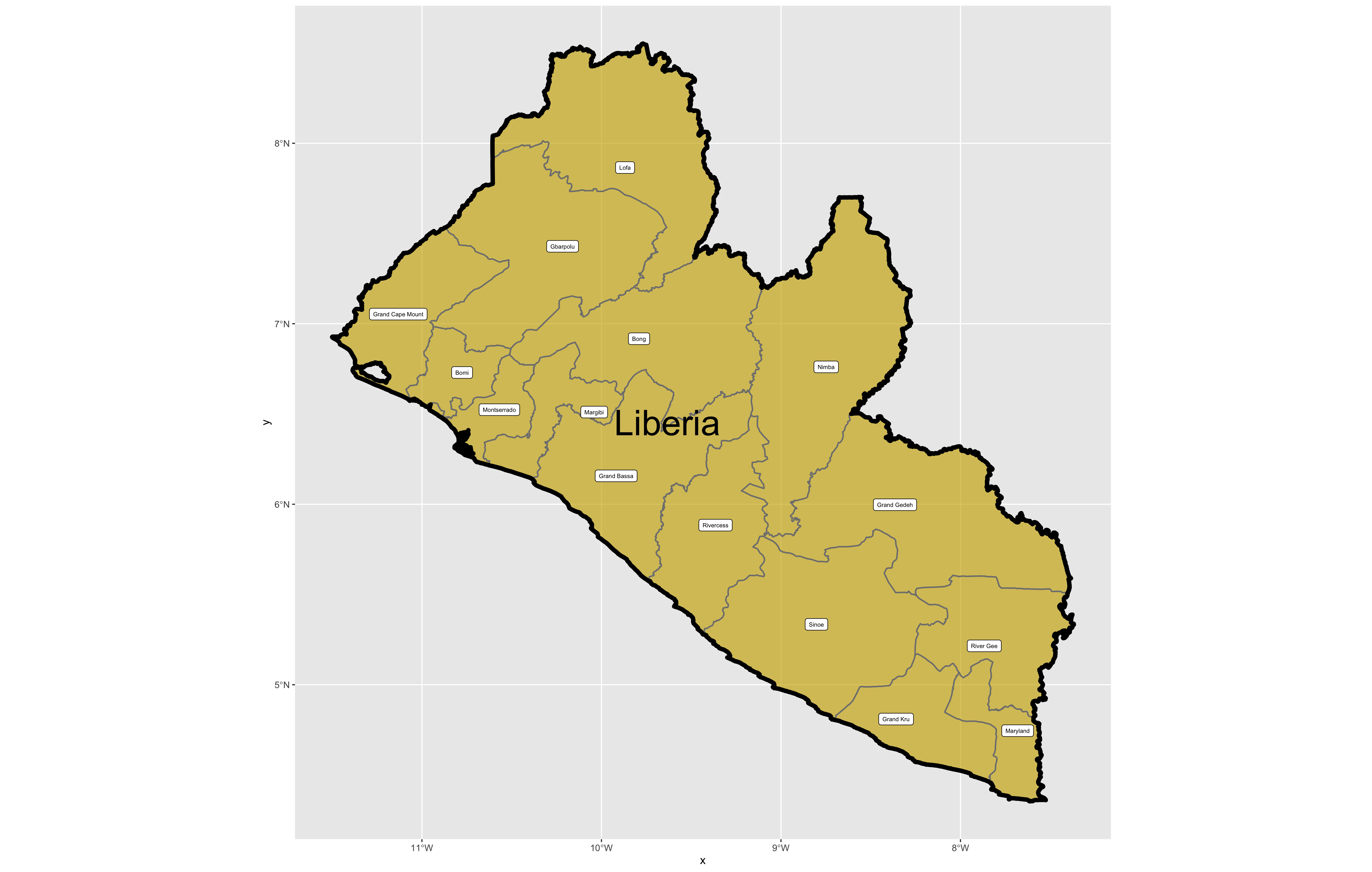 Liberia and its 15 Counties